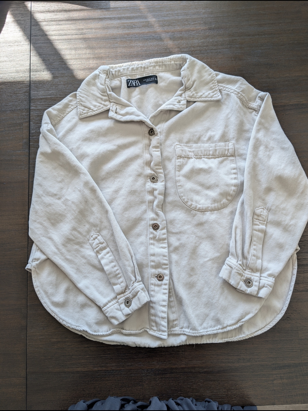 ZARA Cream Canvas Button-Down Shirt